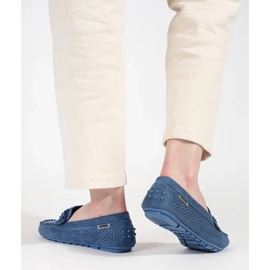 Goodin Blue Openwork Pluse din piele de căprioară pentru femei albastru 4