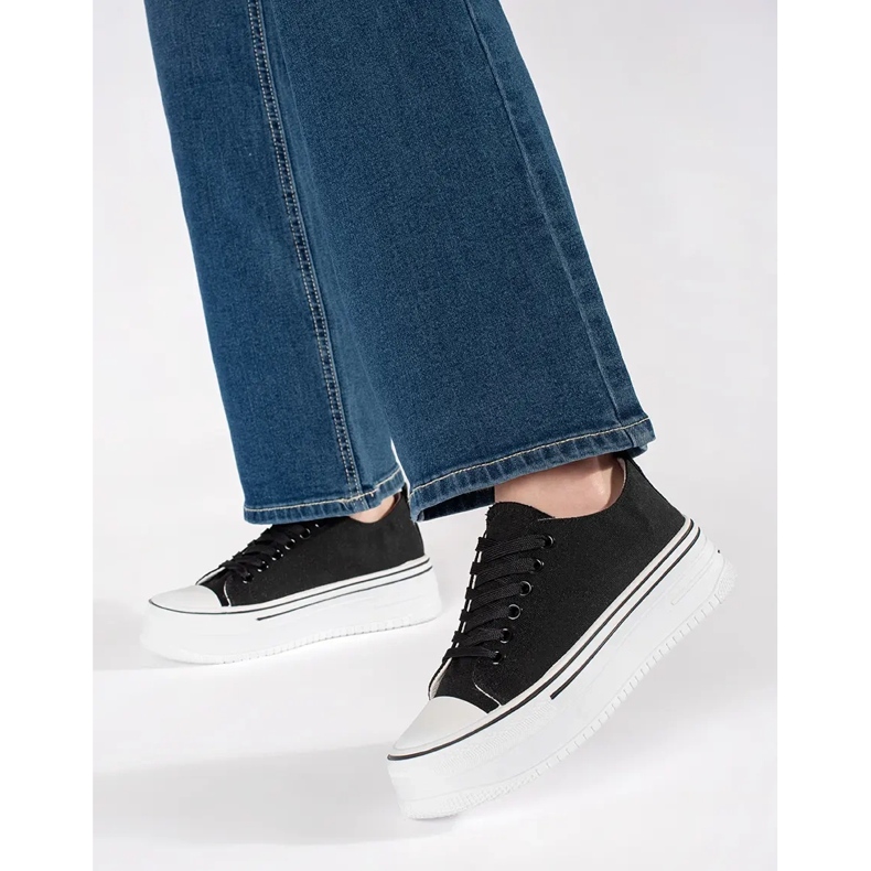 Adidasi negri de dama cu talpa groasa negru 1