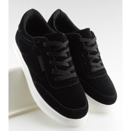 Tenisi dama din piele intoarsa neagra NB172 Negri alb negru 2