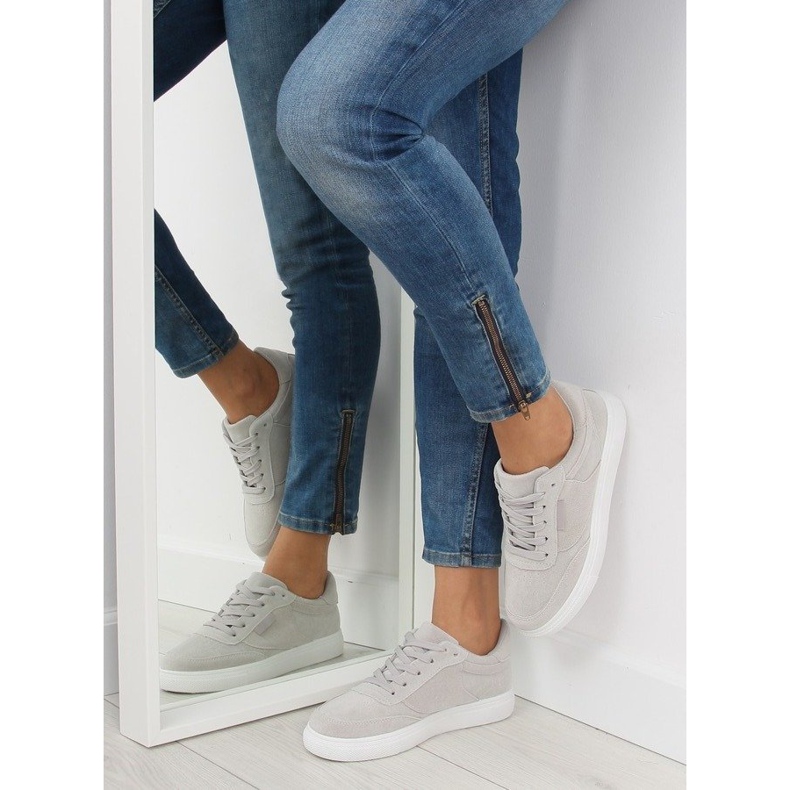 Tenisi dama din piele intoarsa gri NB172 LT.GRAY alb 1