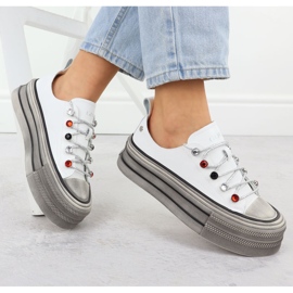 Adidași din piele pe platforma White Goe NN2N4054 alb 1