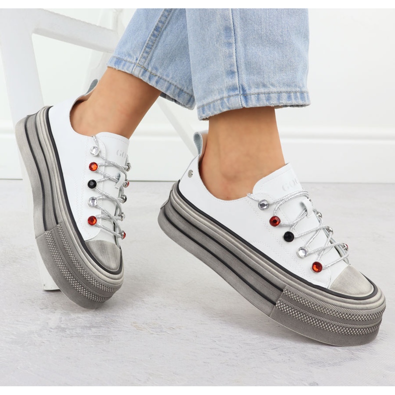 Adidași din piele pe platforma White Goe NN2N4054 alb 1