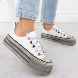 Adidași din piele pe platforma White Goe NN2N4054 alb 2