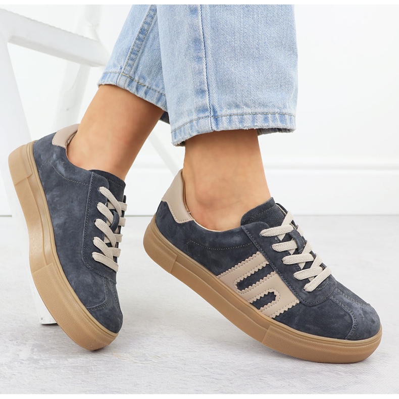 Pantofi sport din piele pe platforma gri Filippo DP6798 1