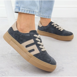 Pantofi sport din piele pe platforma gri Filippo DP6798 2