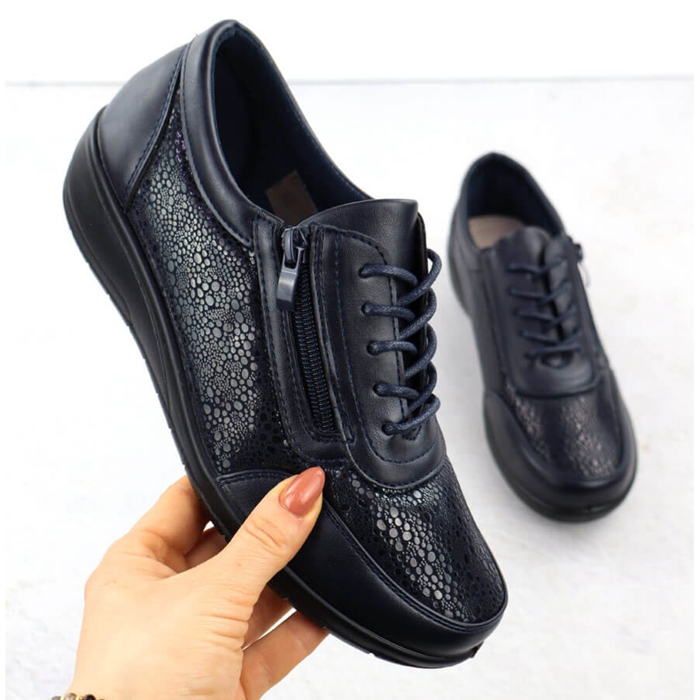 Pantofi sport pentru femei cu un unisoft albastru bleumarin confortabil 9017 1