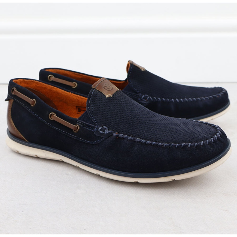 Plăcile din piele pentru femei confortabile Bugatti albastru bleumarin RR153018 1