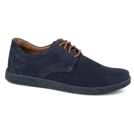 KOMODO Pantofi din piele pentru bărbați casual 933/L/2 Blue Navy albastru 1