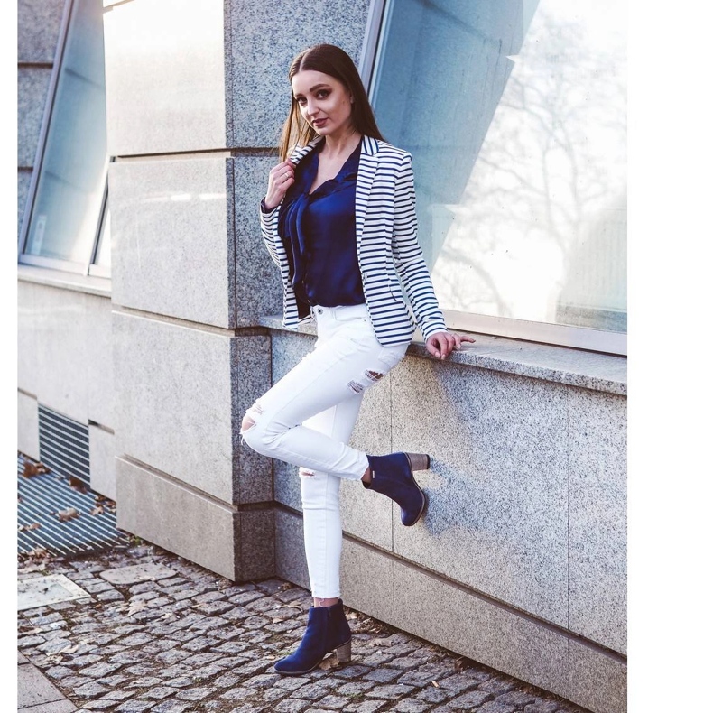 Olivier Cizme cu toc albastru maro Sara 5