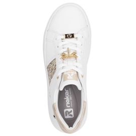 Adidaje din piele pentru femei pe platforma White Rieker 1202-82 alb 1
