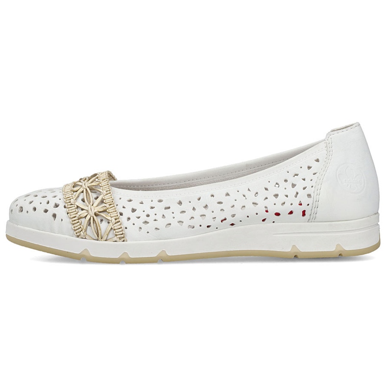Ballerinas pentru femei Openwork confortabil White Rieker L3062-80 alb 2