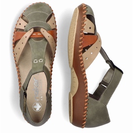 Sandale confortabile pentru femei pentru Velcro, degetele verzi încorporate Rieker M1655-54 verde 2 Sandale confortabile pentru femei pentru Velcro, degetele verzi încorporate Rieker M1655-54 verde 2