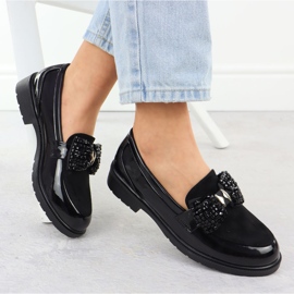 Pantofii pentru femei Moccasins lăcuși cu un arc negru s.barski hy51-319 1 Pantofii pentru femei Moccasins lăcuși cu un arc negru s.barski hy51-319 1