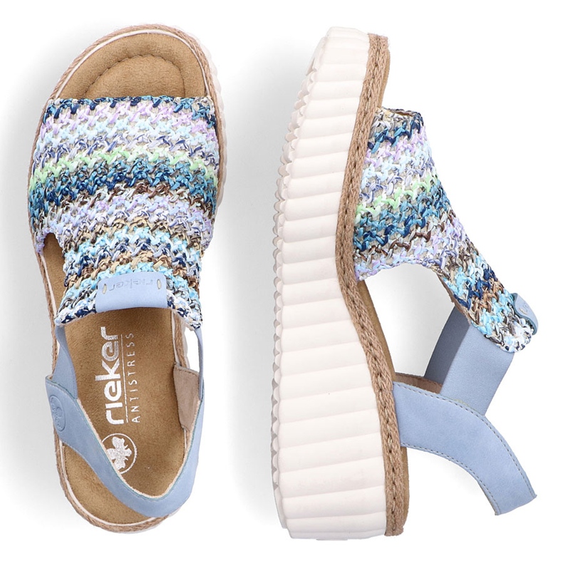 Sandale pentru femei Rieker Insert albastru din piele 2