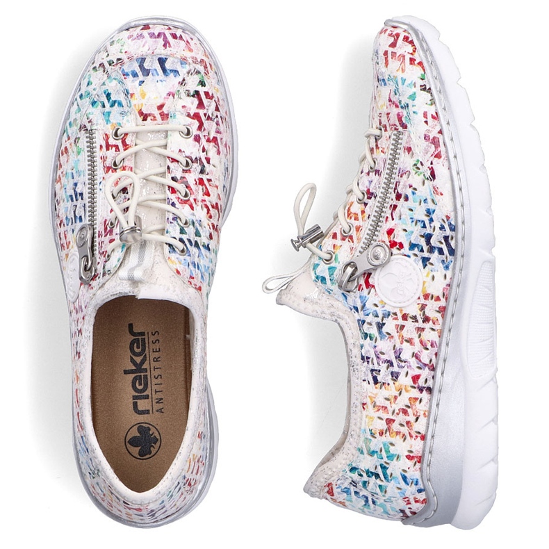 Pantofi sport pentru femei Openwork White Rieker L3252-90 alb 1