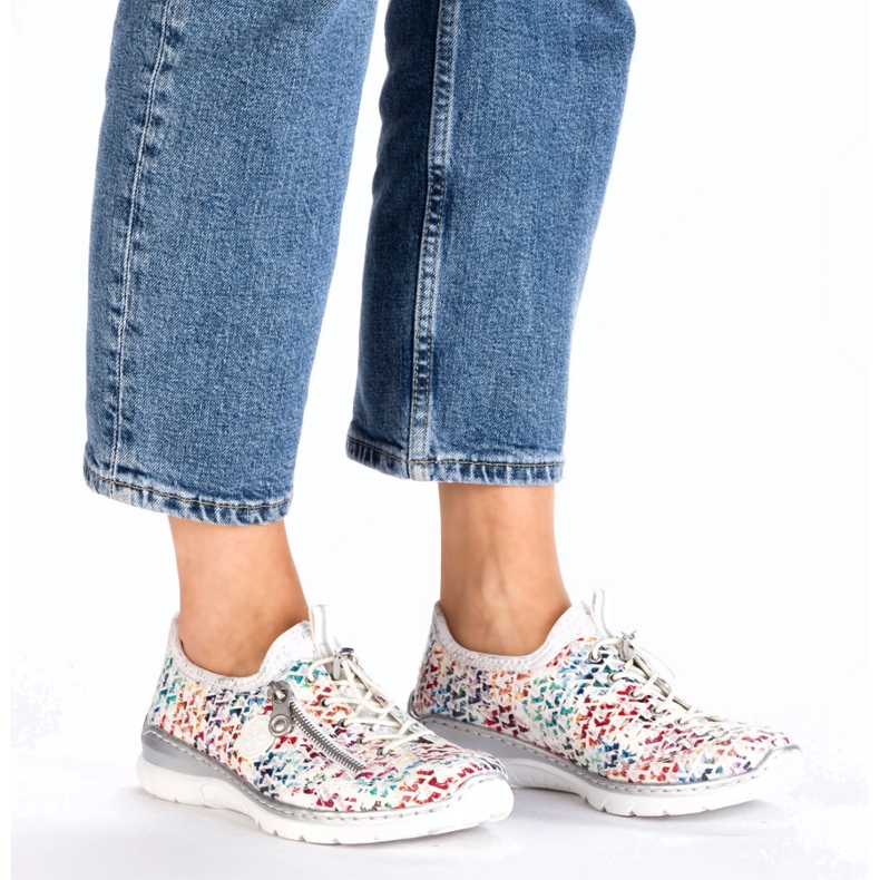 Pantofi sport pentru femei Openwork White Rieker L3252-90 alb 2