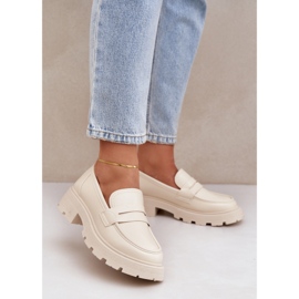 Mocasini din piele ecologică de damă, bej deschis 2