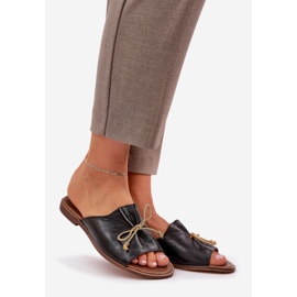 FLOP -uri elegante din piele cu un arc Lewski 3572 negru 1