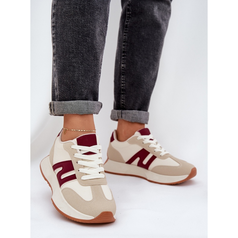 Încălțăminte sport pentru femei pe platforma bej-albastru 2