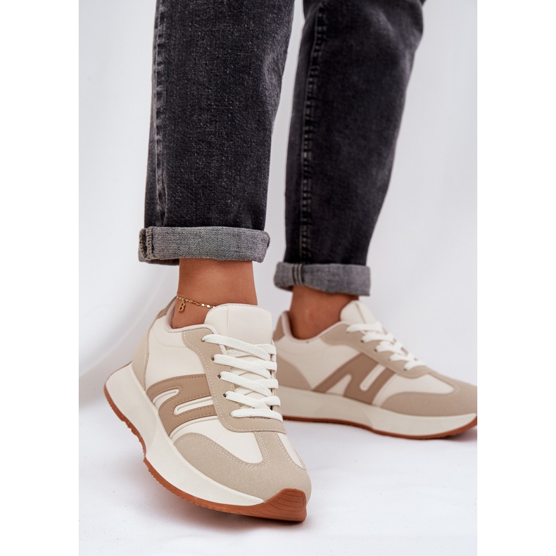 Pantofi sport de damă pe platformă, bej 2 Pantofi sport de damă pe platformă, bej 2