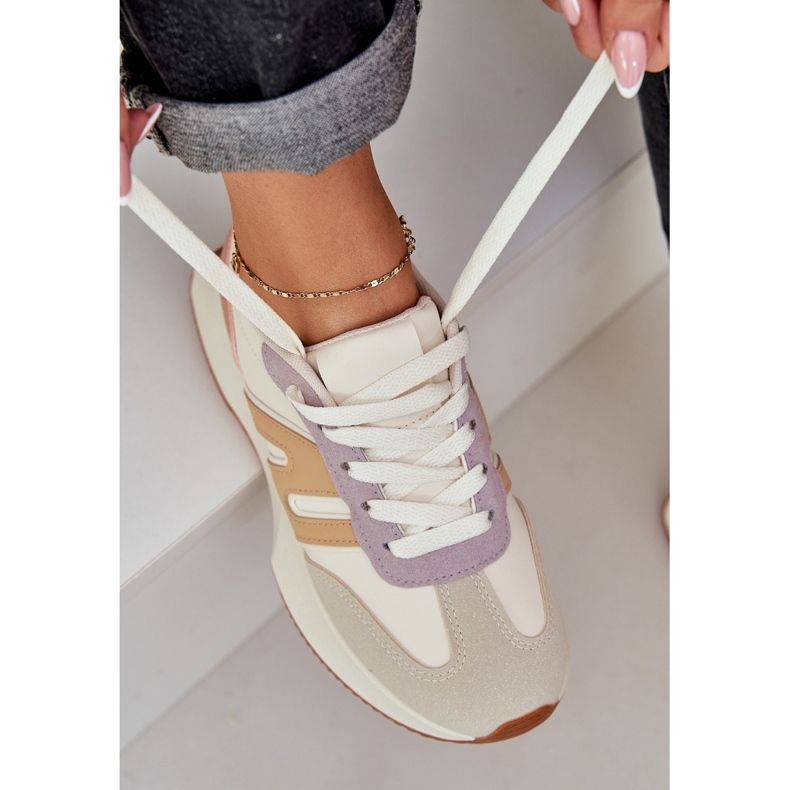 Încălțăminte sport pentru femei pe platforma multicoloră bej 2