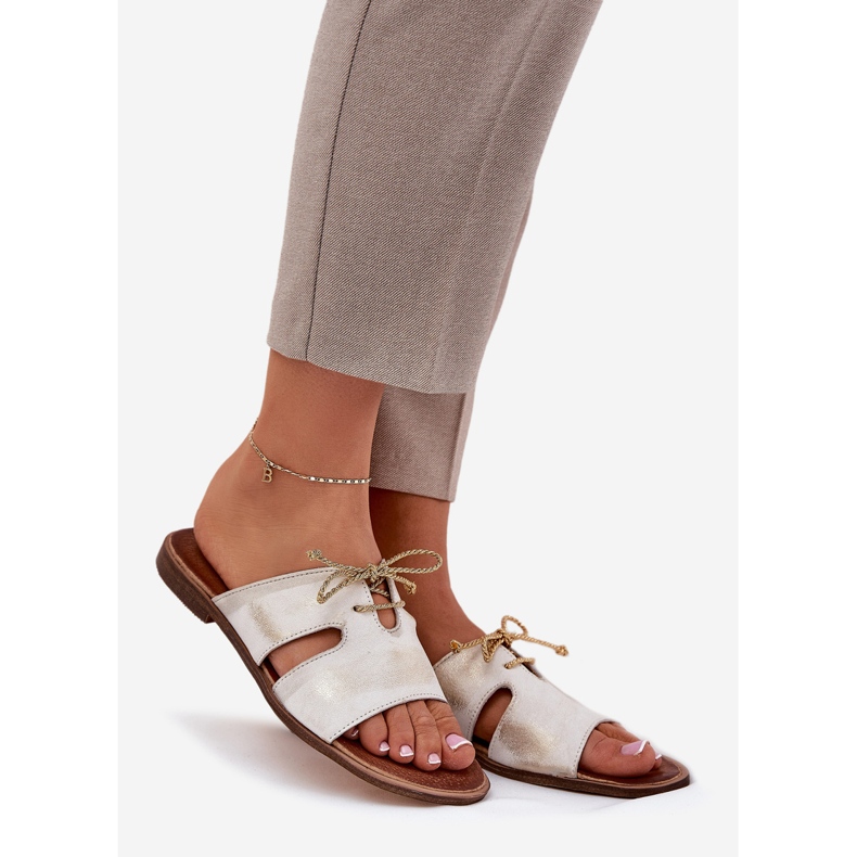 Femei Flip Flip Flip Flops Zazoo 3022 Golden Wiped de aur 1