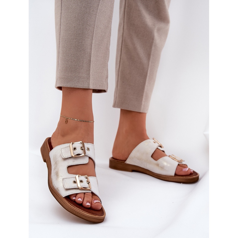 Zazoo Flip -flops din piele cu zloty zloty zloty zloty de aur 2