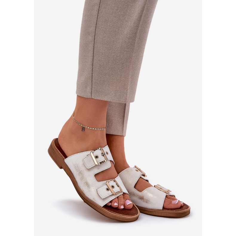 Zazoo Flip -flops din piele cu zloty zloty zloty zloty de aur 1