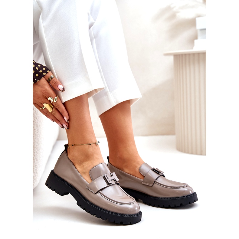 Vinceza Varnished Women Loafers 62187 bej-gri 3