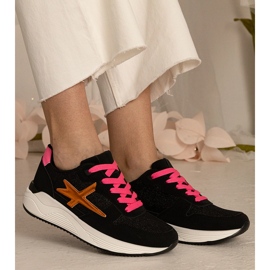 Sporturi pentru femei negre cu sclipici negru 2