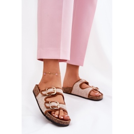 Materialul femeilor se aruncă pe o platformă de plută cu catarame de cămile maro 2 Materialul femeilor se aruncă pe o platformă de plută cu catarame de cămile maro 2