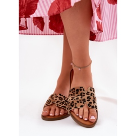 Flip -flop -uri pentru femei cu lac plat cu leoparde maro leopard 2