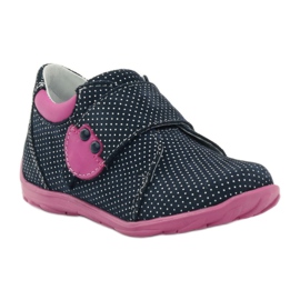 Pantofi pentru fete cu buline Ren But 1476 albastru marin roz albastru alb 1