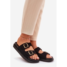 Flip -flops pentru femei pe platformă cu catarame negre negru 1