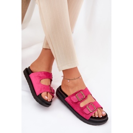 Flip -flops pentru femei pe platformă cu Buckles Fuchsia roz 7