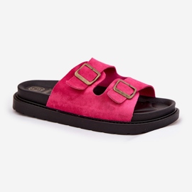 Flip -flops pentru femei pe platformă cu Buckles Fuchsia roz 4
