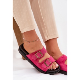 Flip -flops pentru femei pe platformă cu Buckles Fuchsia roz 8