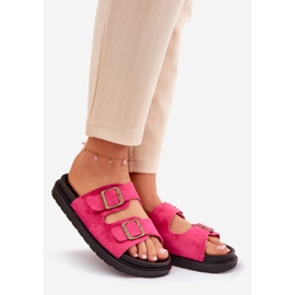 Flip -flops pentru femei pe platformă cu Buckles Fuchsia roz 1