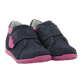 Pantofi pentru fete cu buline Ren But 1476 albastru marin roz albastru alb 4