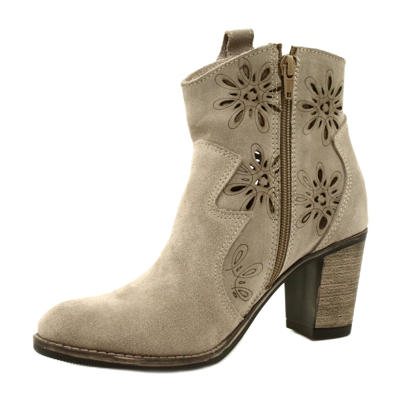 Olivier Cizme de piele pentru femei deschise, bej gri deschis 2