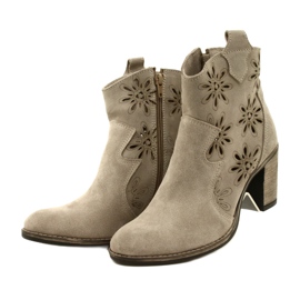 Olivier Cizme de piele pentru femei deschise, bej gri deschis 3