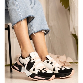 Adidasi de dama roz cu talpa masiva negru 2