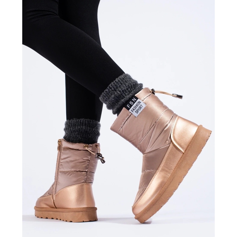 W. Potocki Cizme de zăpadă Potocki de damă cu căptușeală joasă, aurii de aur 1