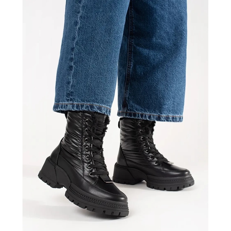 Cizme de zăpadă de damă pe platformă negru 2