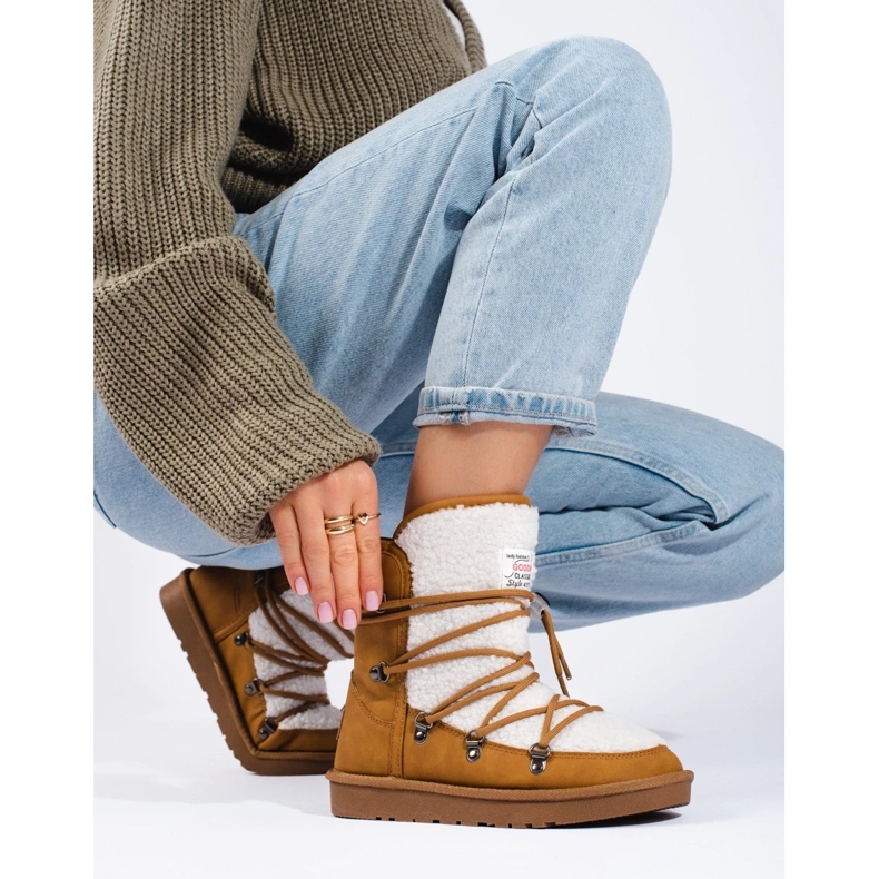 Cizme de zăpadă damă cămilă calde maro 2