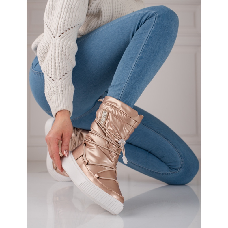 Cizme de zăpadă izolate aurii de damă Big Star KK274194 roz 2