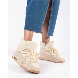 Seastar Cizme de zăpadă de damă bej cu talpă groasă 2