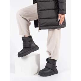 Seastar Cizme de zăpadă de damă izolate negre, cu talpă groasă negru 2