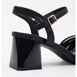 Goodin Sandale elegante negre pe un post scăzut negru 1