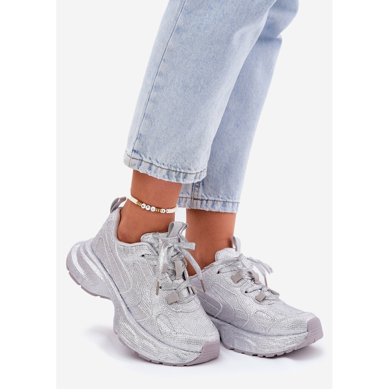 Adidașii pentru femei decorate cu zircoane de argint 1